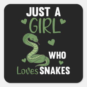 Just a girl who loves snakes cute snake for girls square sticker