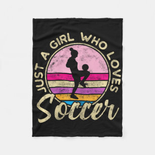 Just A Girl Who Loves Soccer Women Retro Vintage S Fleece Blanket