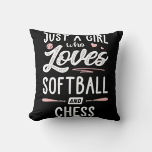 just a girl who loves softball and chess gift cushion