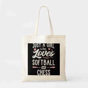 Just A Girl Who Loves Softball And Chess Gift Tote Bag