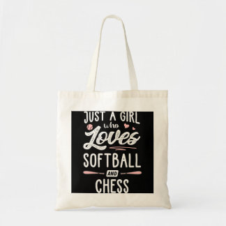 Just A Girl Who Loves Softball And Chess Gift Tote Bag