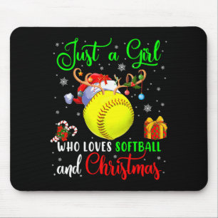 Just A Girl Who Loves Softball And Christmas Santa Mouse Pad