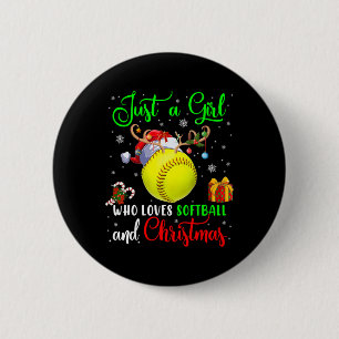 Just A Girl Who Loves Softll And Christmas Santa R 6 Cm Round Badge