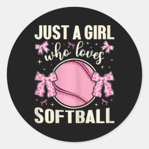 Just A Girl Who Loves Softll Cow Print Kids Girls Classic Round Sticker
