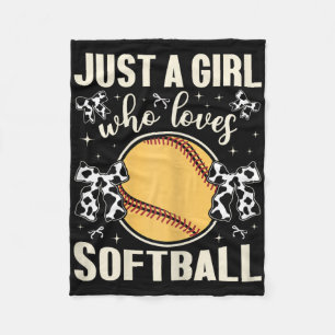Just A Girl Who Loves Softll Cow Print Kids Girls  Fleece Blanket