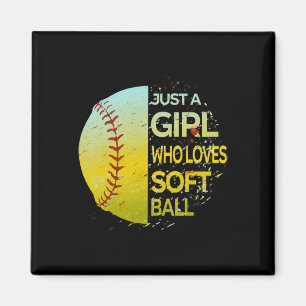 Just A Girl Who Loves Softll - Grunge Split Design Magnet