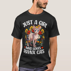 Just A Girl Who Loves Sphynx Cat Aesthetic Flower  T-Shirt