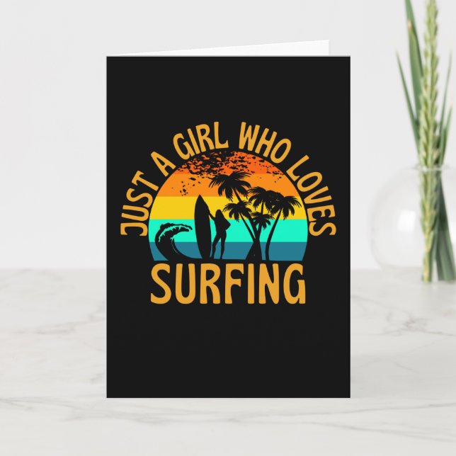Just A Girl Who Loves Surfing Surfer Card (Front)