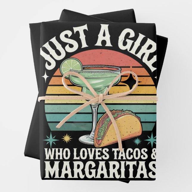 Just A Girl Who Loves Tacos And Margarita Mexican Wrapping Paper Sheet (In situ)