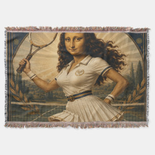 Just A Girl Who Loves Tennis Funny Mona Lisa  Throw Blanket