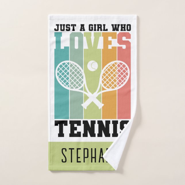 Just a girl who loves Tennis | Tennis Player Gifts Hand Towel (Hand Towel)