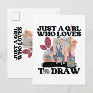 Just a Girl Who Loves to Draw Holiday Postcard