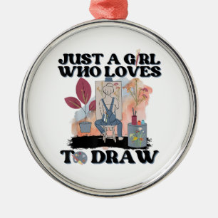Just a Girl Who Loves to Draw Metal Tree Decoration