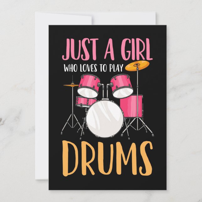 Just A Girl Who Loves To Play Drums Invitation (Front)