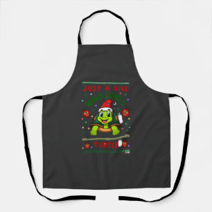 Just A Girl Who Loves Turtle Matching Christmas Pa Apron