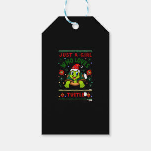 Just A Girl Who Loves Turtle Matching Christmas Pa Gift Tags