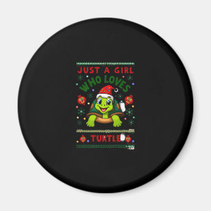 Just A Girl Who Loves Turtle Matching Christmas Pa Magnet