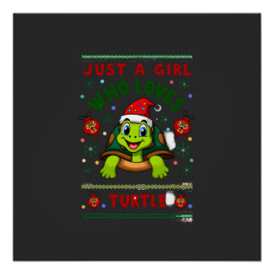 Just A Girl Who Loves Turtle Matching Christmas Pa Poster
