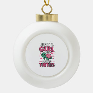 Just a Girl Who Loves Turtles Cute Turtle Vector D Ceramic Ball Christmas Ornament