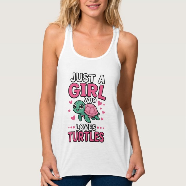 Just a Girl Who Loves Turtles Cute Turtle Vector D Singlet (Front)
