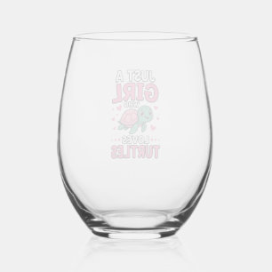Just a Girl Who Loves Turtles Cute Turtle Vector D Stemless Wine Glass