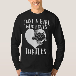 Just A Girl Who Loves Turtles Cute White Heart Vin T-Shirt