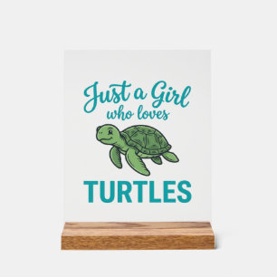 Just a Girl Who Loves Turtles Vintage Engraving Te Acrylic Sign