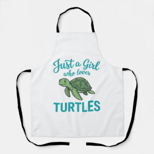 Just a Girl Who Loves Turtles Vintage Engraving Te Apron