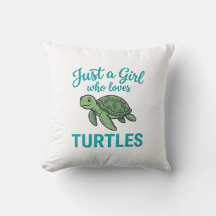 Just a Girl Who Loves Turtles Vintage Engraving Te Cushion
