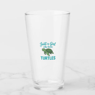 Just a Girl Who Loves Turtles Vintage Engraving Te Glass