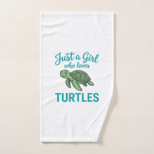 Just a Girl Who Loves Turtles Vintage Engraving Te Hand Towel