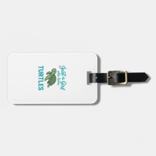 Just a Girl Who Loves Turtles Vintage Engraving Te Luggage Tag