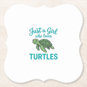 Just a Girl Who Loves Turtles Vintage Engraving Te Paper Coaster