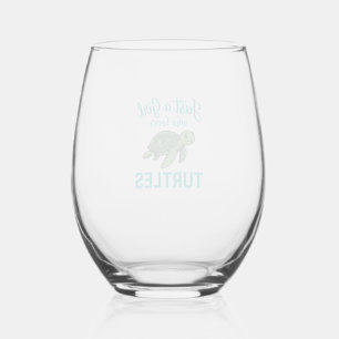 Just a Girl Who Loves Turtles Vintage Engraving Te Stemless Wine Glass