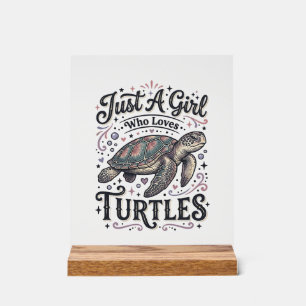 Just A Girl Who Loves Turtles Vintage Shirt Design Acrylic Sign