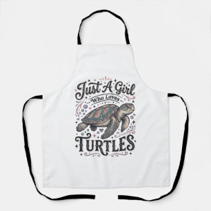 Just A Girl Who Loves Turtles Vintage Shirt Design Apron