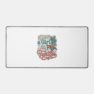 Just a Girl Who Loves Turtles Vintage Shirt Design Desk Mat