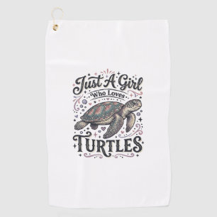 Just A Girl Who Loves Turtles Vintage Shirt Design Golf Towel