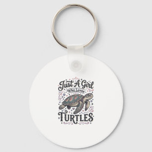 Just A Girl Who Loves Turtles Vintage Shirt Design Key Ring