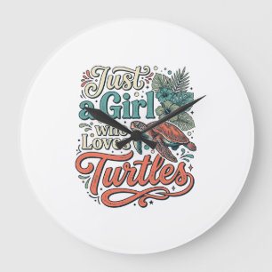 Just a Girl Who Loves Turtles Vintage Shirt Design Large Clock