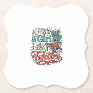 Just a Girl Who Loves Turtles Vintage Shirt Design Paper Coaster