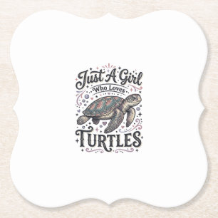 Just A Girl Who Loves Turtles Vintage Shirt Design Paper Coaster