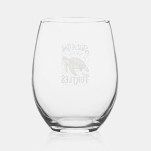 Just A Girl Who Loves Turtles Vintage Shirt Design Stemless Wine Glass