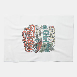 Just a Girl Who Loves Turtles Vintage Shirt Design Tea Towel