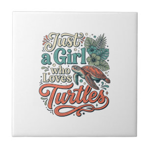 Just a Girl Who Loves Turtles Vintage Shirt Design Tile
