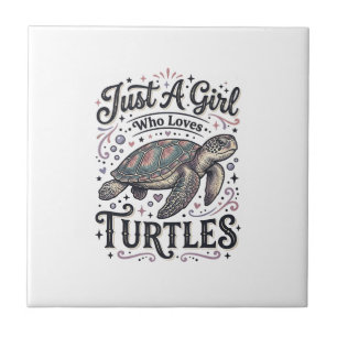 Just A Girl Who Loves Turtles Vintage Shirt Design Tile