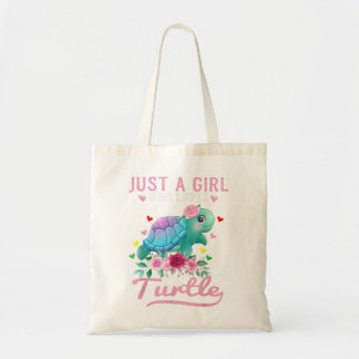 Just A Girl Who Loves Turtles Watercolor Sea Ocean Tote Bag