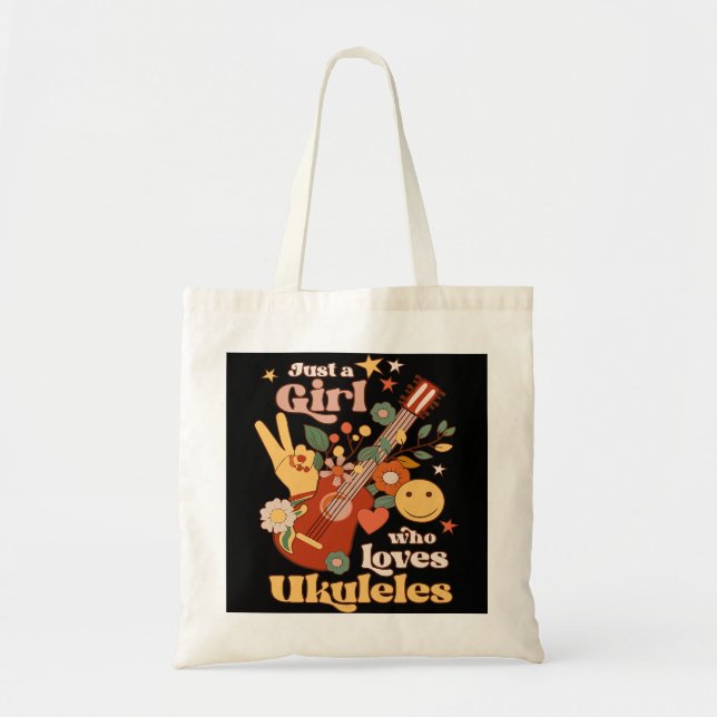 Just A Girl Who Loves Ukulele Groovy Uke Player Mu Tote Bag (Front)