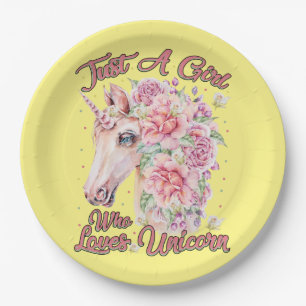 Just A Girl Who Loves Unicorn Paper Plate