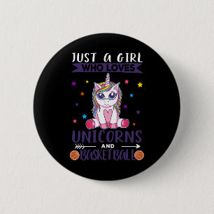 Just A Girl Who Loves Unicorns And Basketball  6 Cm Round Badge